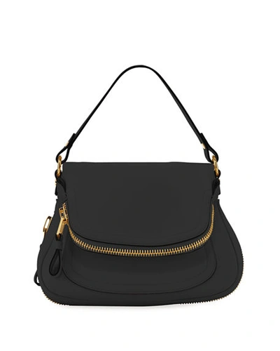 Shop Tom Ford Jennifer Medium Grained Leather Shoulder Bag In Black