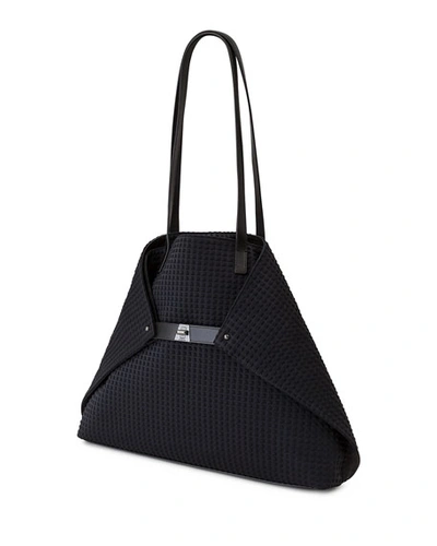 Shop Akris Ai Medium Techno Fabric Shoulder Bag In Black