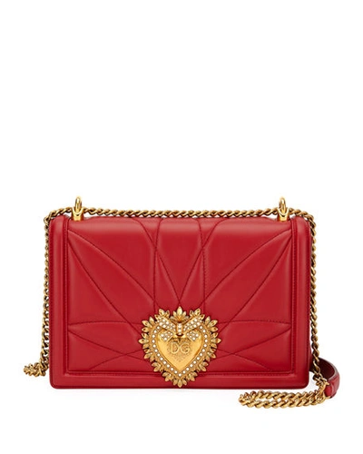 Shop Dolce & Gabbana Devotion Medium Quilted Crossbody Bag In Red