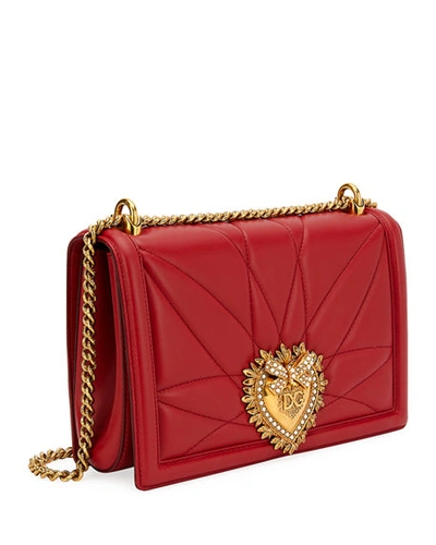 Shop Dolce & Gabbana Devotion Medium Quilted Crossbody Bag In Red