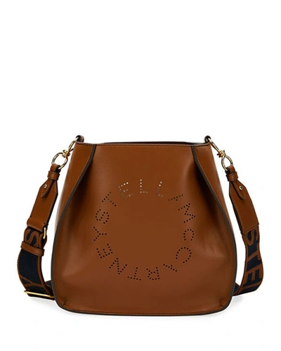 Shop Stella Mccartney Perforated Logo Alter Napa Crossbody Bag In Medium Brown