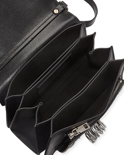 Shop Givenchy Gv3 Small Fringed Leather Crossbody Bag In Black