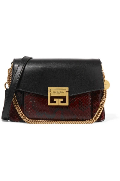 Shop Givenchy Gv3 Small Leather And Python Shoulder Bag In Black