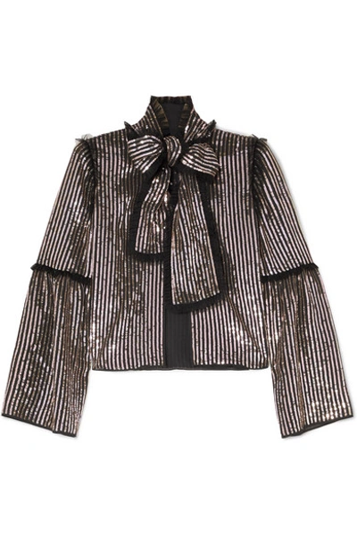 Shop Needle & Thread Pussy-bow Sequined Georgette Jacket