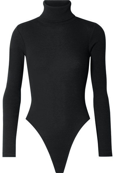 black turtleneck bodysuit thong