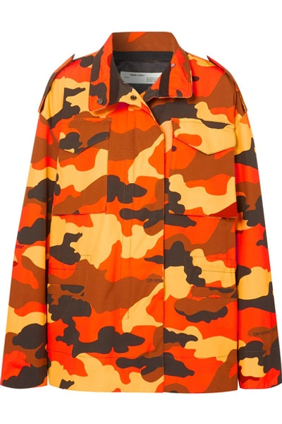 Shop Off-white Oversized Camouflage-print Cotton Jacket In Orange