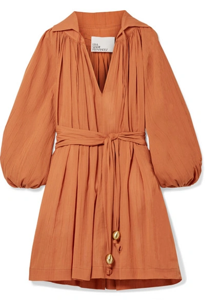 Shop Lisa Marie Fernandez Cotton-gauze Mini Dress In Orange