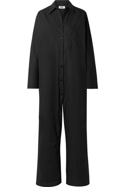 Shop Mm6 Maison Margiela Convertible Cotton-poplin Jumpsuit In Black