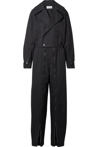 Shop Maison Margiela Oversized Zip-embellished Twill Jumpsuit In Black