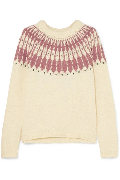 Shop Madewell Fair Isle Cotton-blend Sweater In Cream