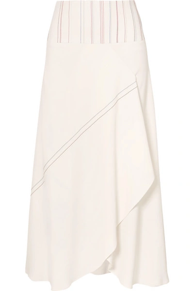Shop Roland Mouret Wrap-effect Crepe Midi Skirt In White