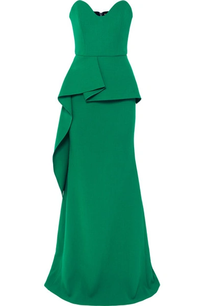 Shop Roland Mouret Strapless Wool-crepe Peplum Gown