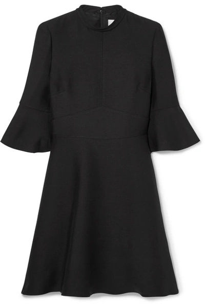 Shop Valentino Wool And Silk-blend Crepe Mini Dress In Black