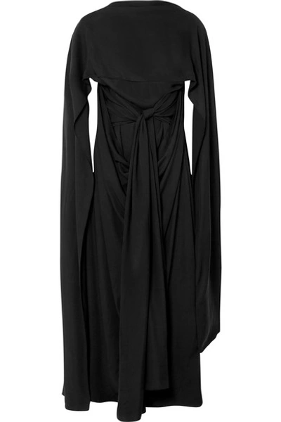 Shop Jw Anderson Draped Cape-effect Crepe De Chine Maxi Dress In Black