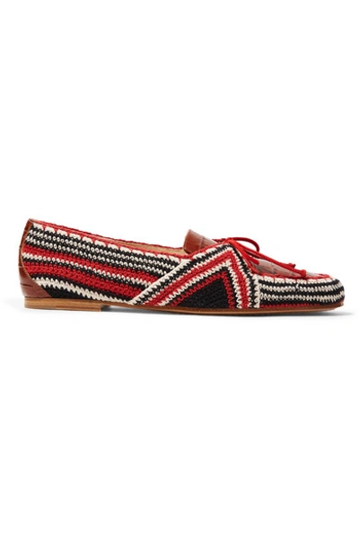 Shop Gabriela Hearst Hays Croc-effect Leather And Crocheted Loafers In Brown