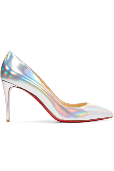 Shop Christian Louboutin Pigalle Follies 85 Iridescent Leather Pumps In Metallic