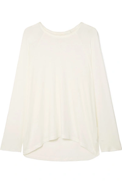 Shop Calé Noelle Ribbed Stretch-modal Jersey Top In Ivory