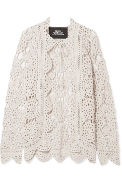 Shop Marc Jacobs Crocheted Cotton Cardigan In White