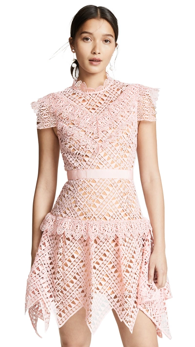 Shop Self-portrait Abstract Triangle Lace Dress In Pink