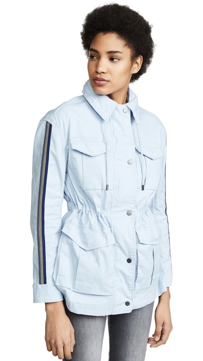 Shop Atm Anthony Thomas Melillo Field Jacket With Stripe In Powder Blue