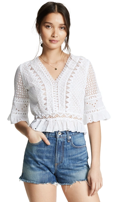 Shop Temptation Positano Crop 3/4 Sleeve Top With Lining In White
