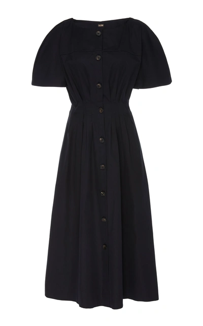 Shop Adam Lippes Dolman Sleeve A-line Cotton Dress In Black