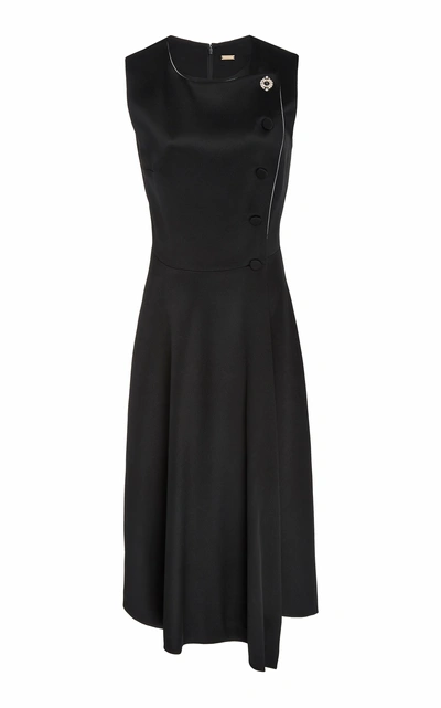 Shop Adam Lippes Asymmetric Hem Satin Dress In Black