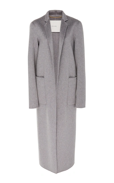 Shop Adam Lippes Midi Length Cashmere Coat In Grey