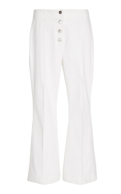 Shop Rosetta Getty Cropped Flared Button-detailed Denim Jeans In White