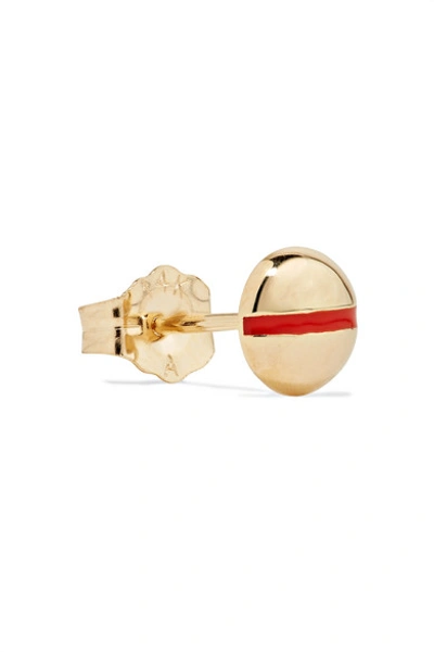 Shop Alison Lou Tiny Nail 14-karat Gold And Enamel Earring
