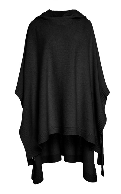 Shop Rosetta Getty Draped Hooded Wool-blend Poncho In Black