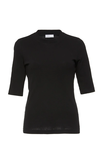 Shop Rosetta Getty Elbow-length Fitted Cotton T-shirt In Black