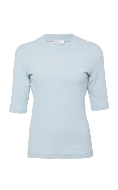 Shop Rosetta Getty Elbow-length Fitted Cotton T-shirt In Blue