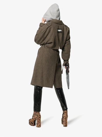 Shop Charm's Belted Midi Trench Coat In Black Brown Grey