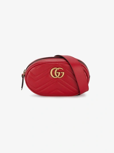 Shop Gucci Gg Marmont Matelassé Belt Bag In Red