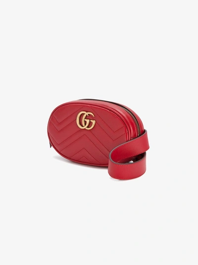 Shop Gucci Gg Marmont Matelassé Belt Bag In Red