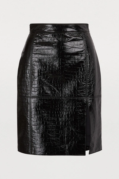Shop Msgm Faux Croc Skirt In Black