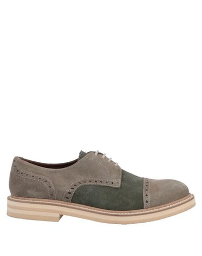 Shop Eleventy Laced Shoes In Dark Green