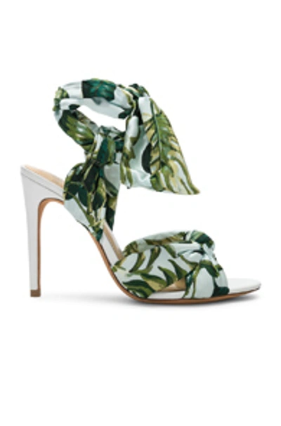Shop Alexandre Birman Kacey Silk Heels In Green & White