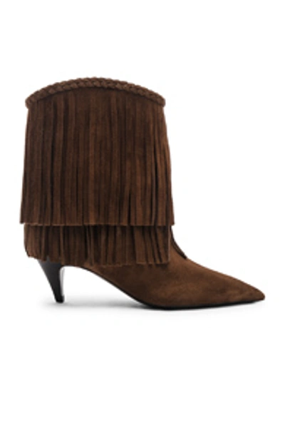 Shop Saint Laurent Charlotte Fringe Booties