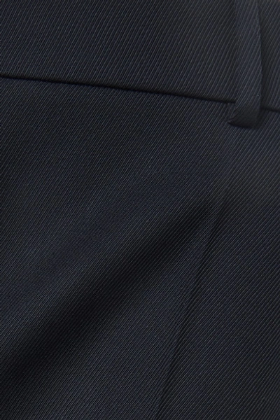 Shop Cedric Charlier Wrap-effect Wool-twill Straight-leg Pants In Navy