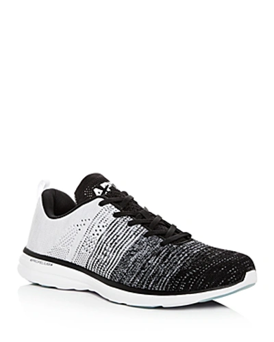 Shop Apl Athletic Propulsion Labs Men's Techloom Pro Knit Lace-up Sneakers In Black/heather Gray