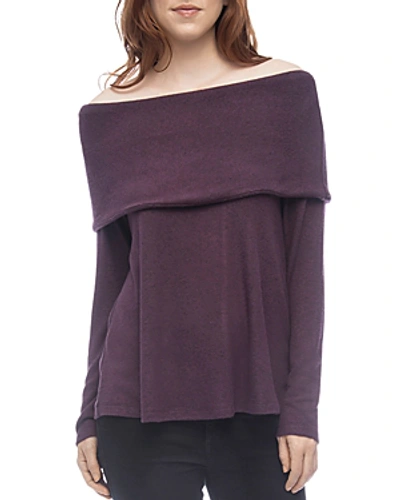 Shop B Collection By Bobeau Off-the-shoulder Sweater In Plum Perfect