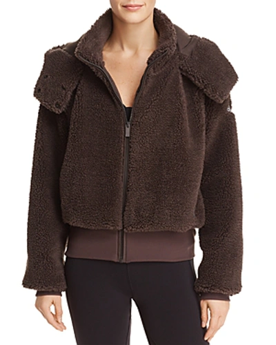 Shop Alo Yoga Foxy Sherpa Fleece Hooded Jacket In Coco