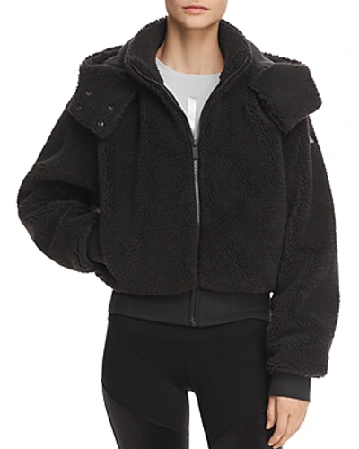 Shop Alo Yoga Foxy Sherpa Hooded Jacket In Black