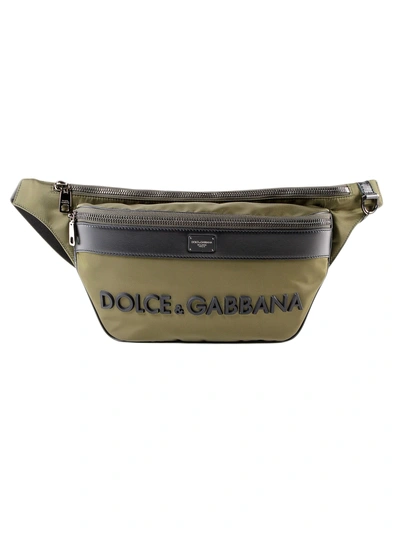 Shop Dolce & Gabbana Logo Embossed Belt Bag In 8bmilitare+nero