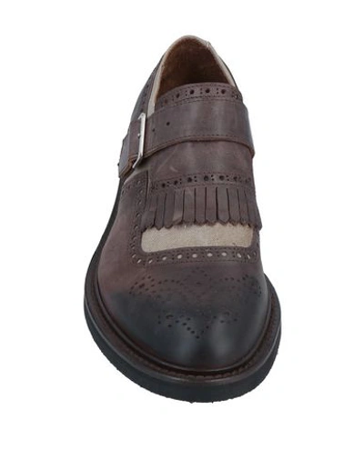 Shop Eleventy Loafers In Dark Brown
