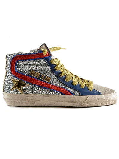 Shop Golden Goose Slide Hi-top Sneakers In Silver/gold