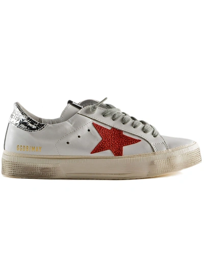 Shop Golden Goose May Sneakers In White/red