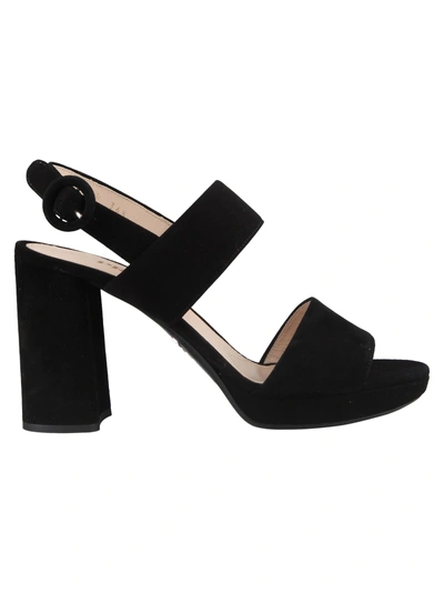 Shop Prada Sandals In Nero